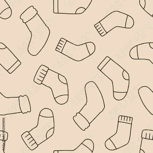 Outline Vector Sock Pattern Repeat Seamless for Wallpaper Background Cover Packaging