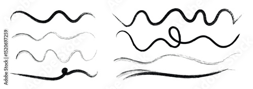 Crayon or marker scribbles. Line brush marker scribble sketch underline. Black vector marker and brush strokes. Vector illustration 