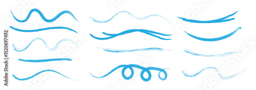 Line brush marker scribble sketch underline. Blue pencil strokes isolated. Crayon or marker scribbles. Brush strokes lines collection. Vector illustrator
