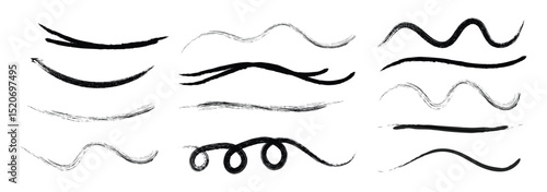 Crayon or marker scribbles. Line brush marker scribble sketch underline. Black vector marker and brush strokes. Vector illustration 