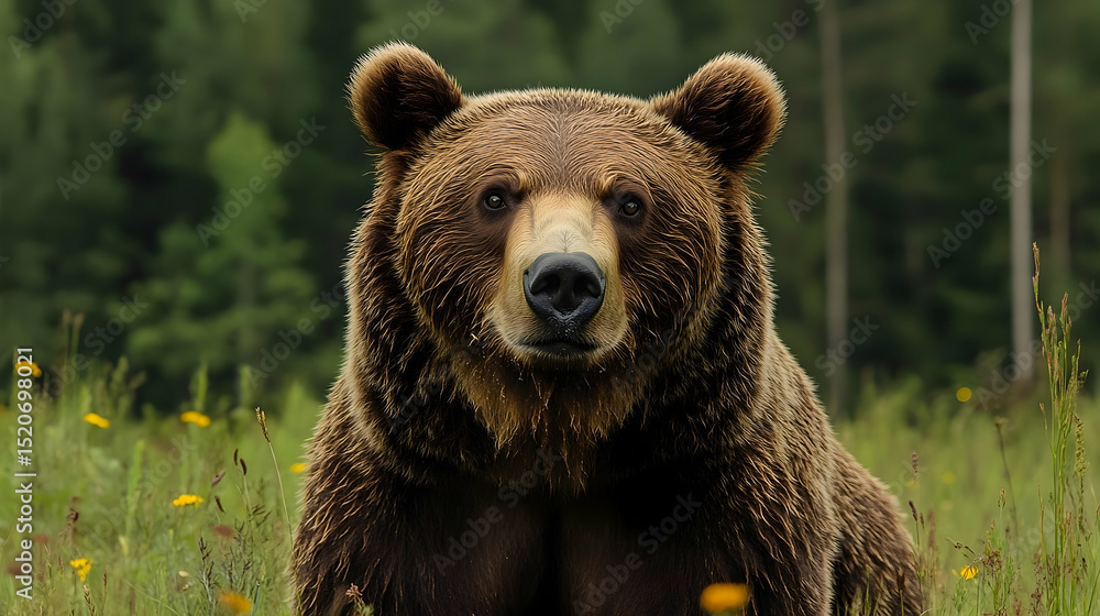Fototapeta premium Grizzly bear in a meadow.