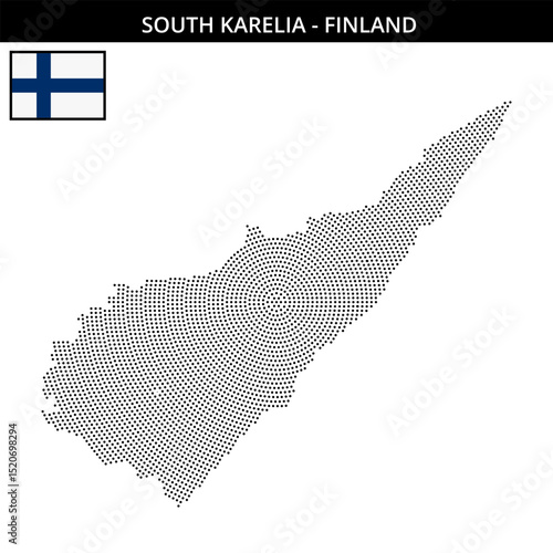 Small circular dotted map of south-karelia in Finland