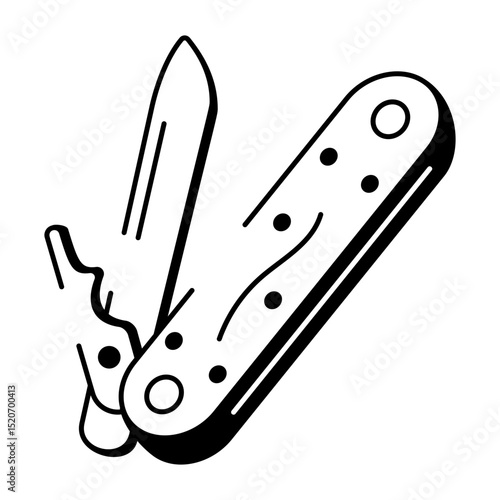 A doodle style icon of pocket knife
