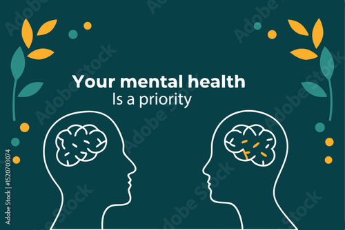 Mental health awareness illustration depicting prioritizing your well being concept