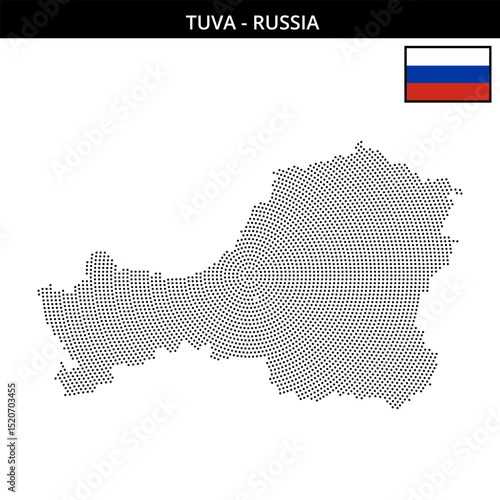Small circular dotted map of Tuva in Russia