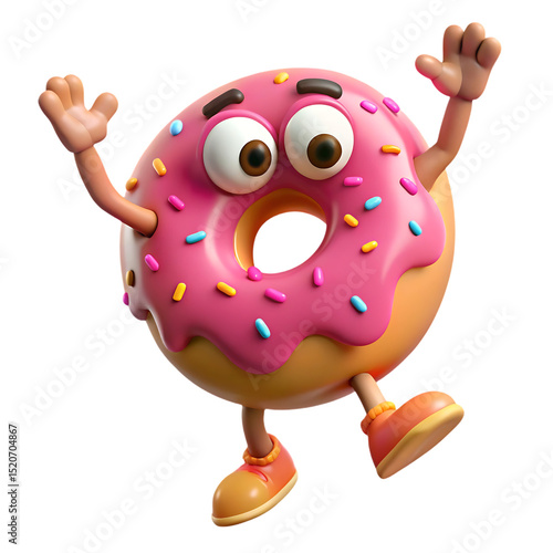 Wallpaper Mural Cute Donut Character with Pink Sprinkles Torontodigital.ca