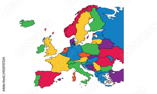 Europe map vector with country borders vector eps.10