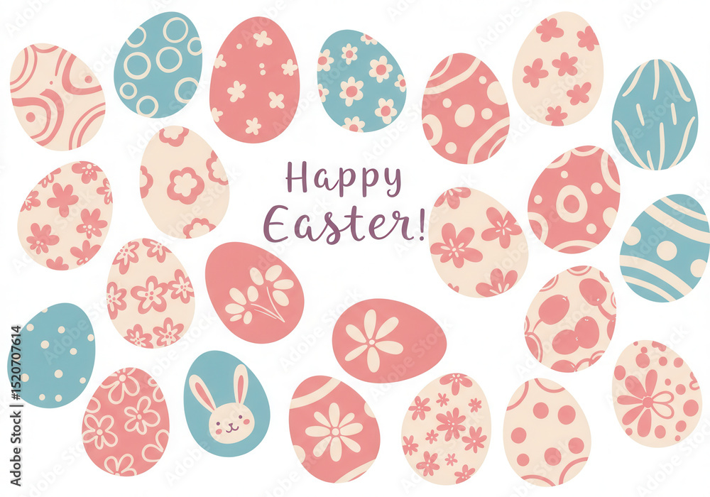 Happy Easter greeting with decorated eggs Happy Easter greeting with decorated eggs