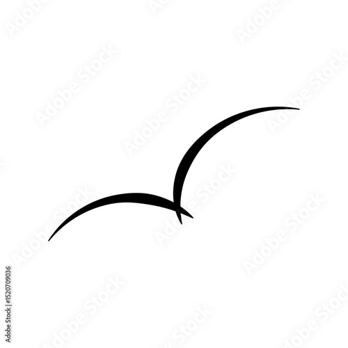 A flock of flying silhouette birds. Ink grunge flock of birds afar brush hand drawn. Vector illustration