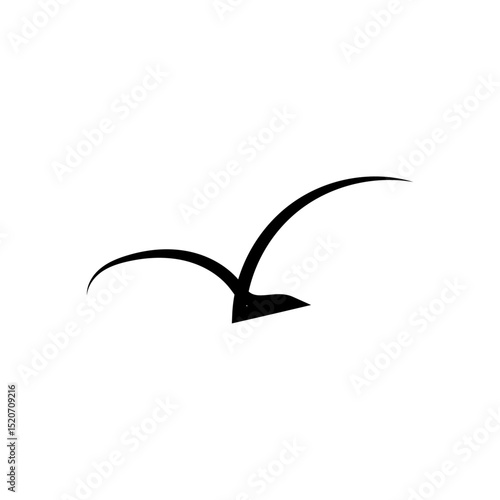 A flock of flying silhouette birds. Ink grunge flock of birds afar brush hand drawn. Vector illustration