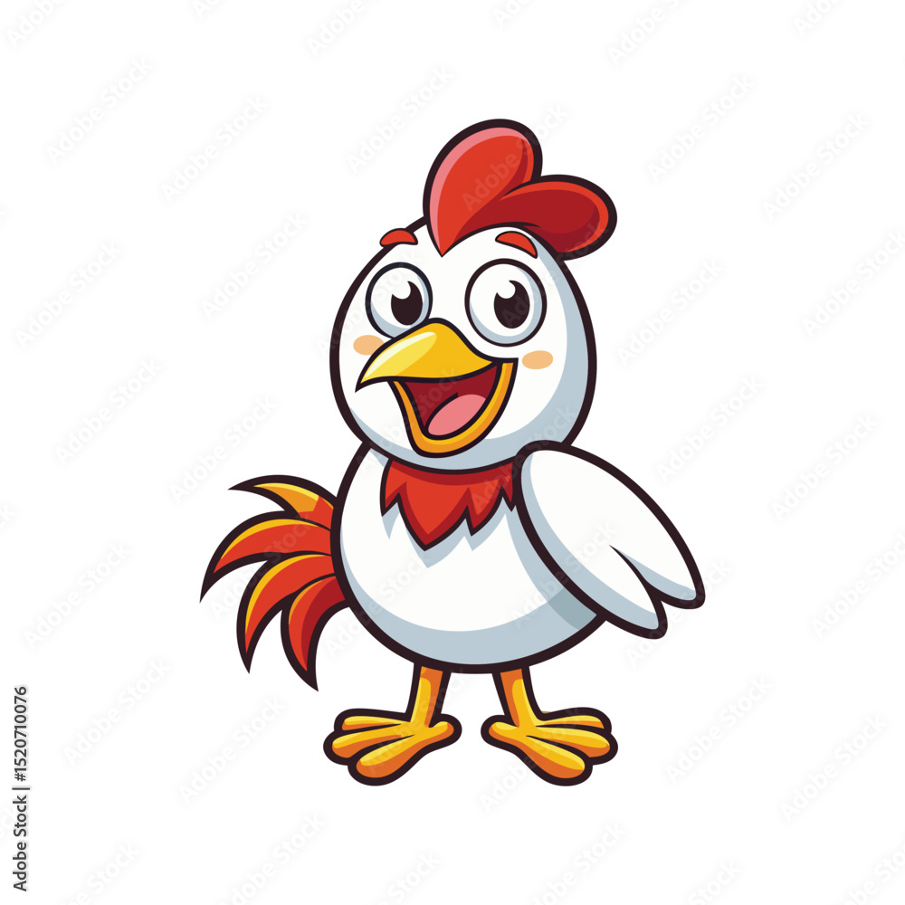 Obraz premium Funny cartoon illustration of a cute chicken, a wild bird character