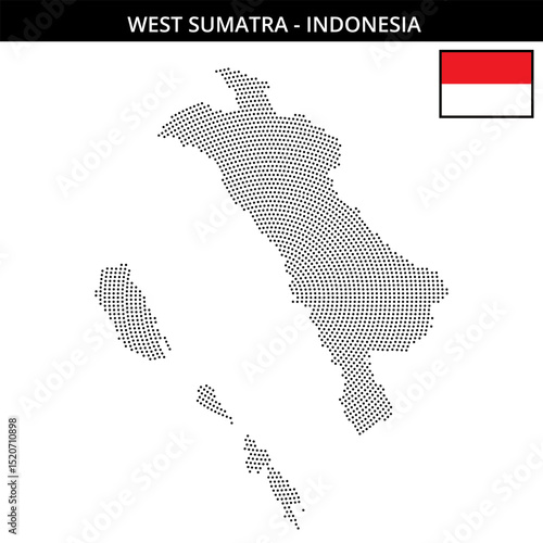 Small circular dotted map of west-sumatra in Indonesia