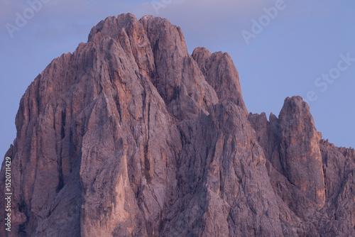 The northern side of Sasso Lungo at sunset from the Val Gardena area