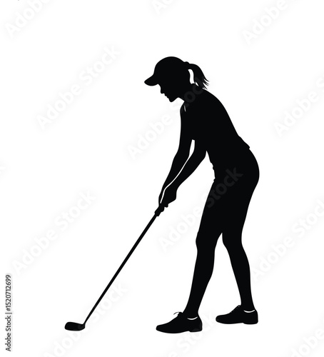 silhouette of a woman golfer 