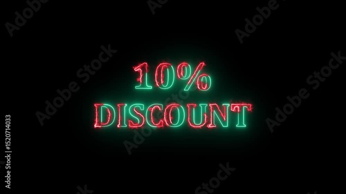 Wallpaper Mural Animated 10 percent discount neon sign with vibrant green and red colors on a black background Torontodigital.ca