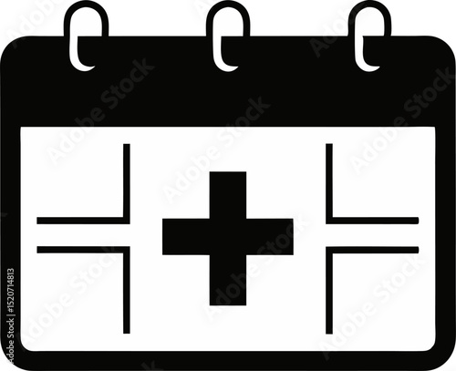 Appointment Calendar With Cross Icon Silhouette Vector