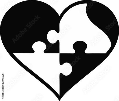 Autism Awareness Heart Silhouette Vector Illustration
