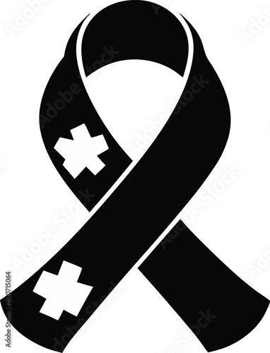 Autism Awareness Ribbon Silhouette Vector Illustration