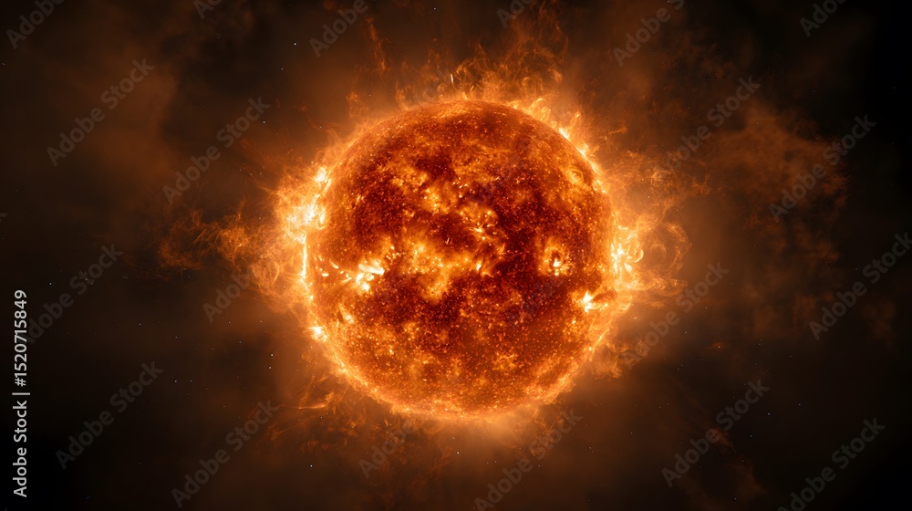 Obraz premium Fiery cosmic sun imagery