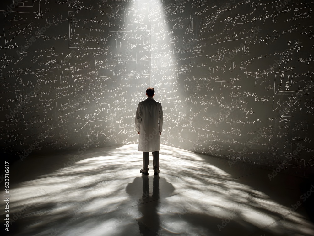 Obraz premium Silhouette with scientific formulas