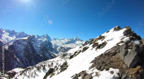 Wallpaper Mural Snowy Mountain Drone Footage – Alpine Winter View Torontodigital.ca