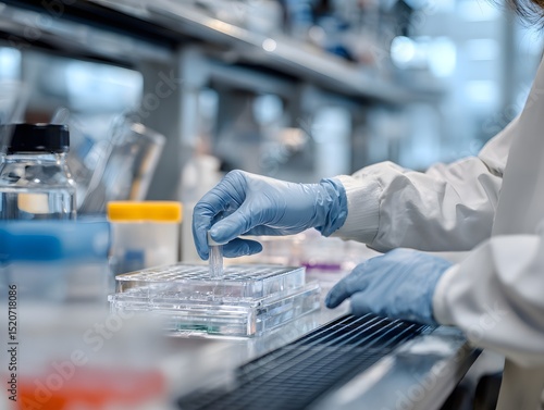 Scientist working with labware