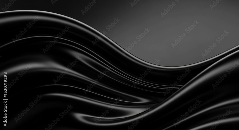 Obraz premium Smooth black waves with a high-gloss finish, creating a sophisticated and abstract digital background. 