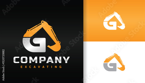 INITIAL LETTER G EXCAVATOR LOGO