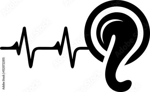 Ear Icon With Sound Waves Silhouette Vector Illustration