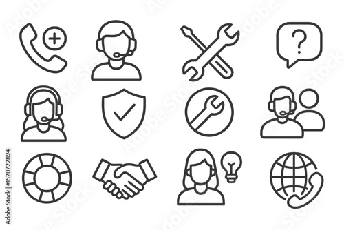 Support icons representing communication, troubleshooting, and customer service strategies for effective assistance