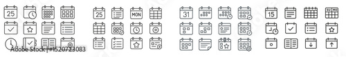 Calendar icons depicting various dates, events, and features for scheduling and planning activities digitally