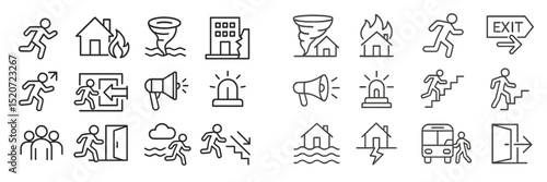 Emergency evacuation symbols for safety awareness and disaster preparedness education