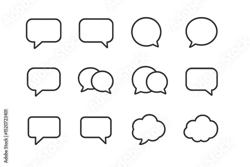 Various speech bubbles displayed in different shapes and sizes suitable for communication or dialogue design projects