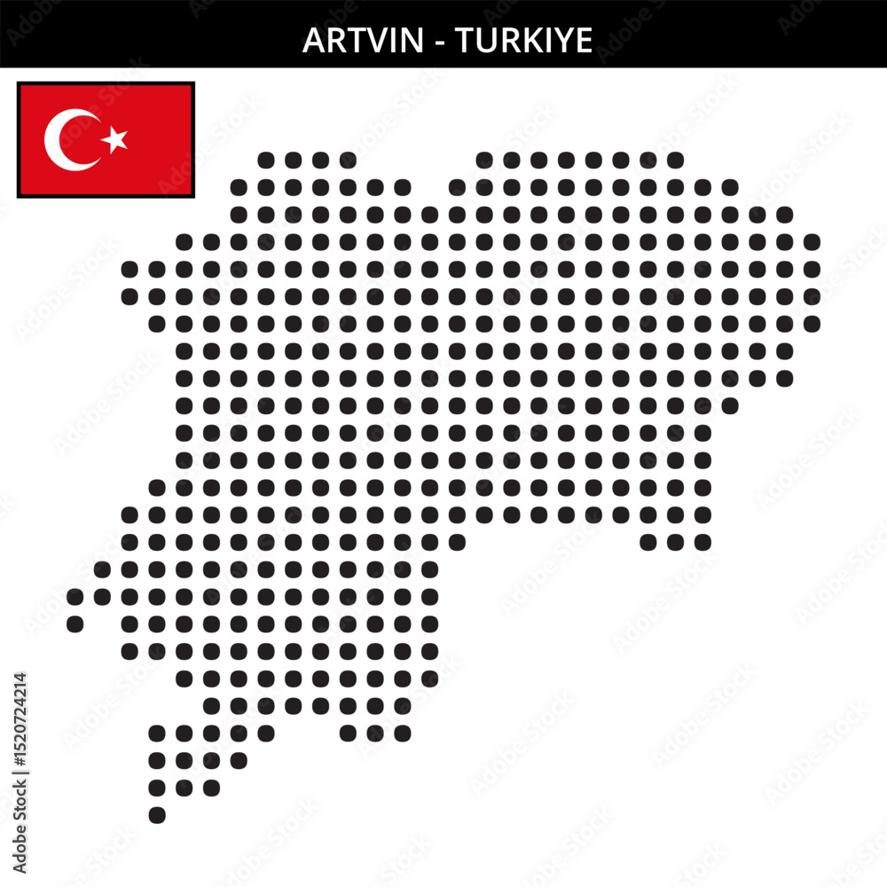 Fototapeta premium Big dots map of artvin in Turkiye