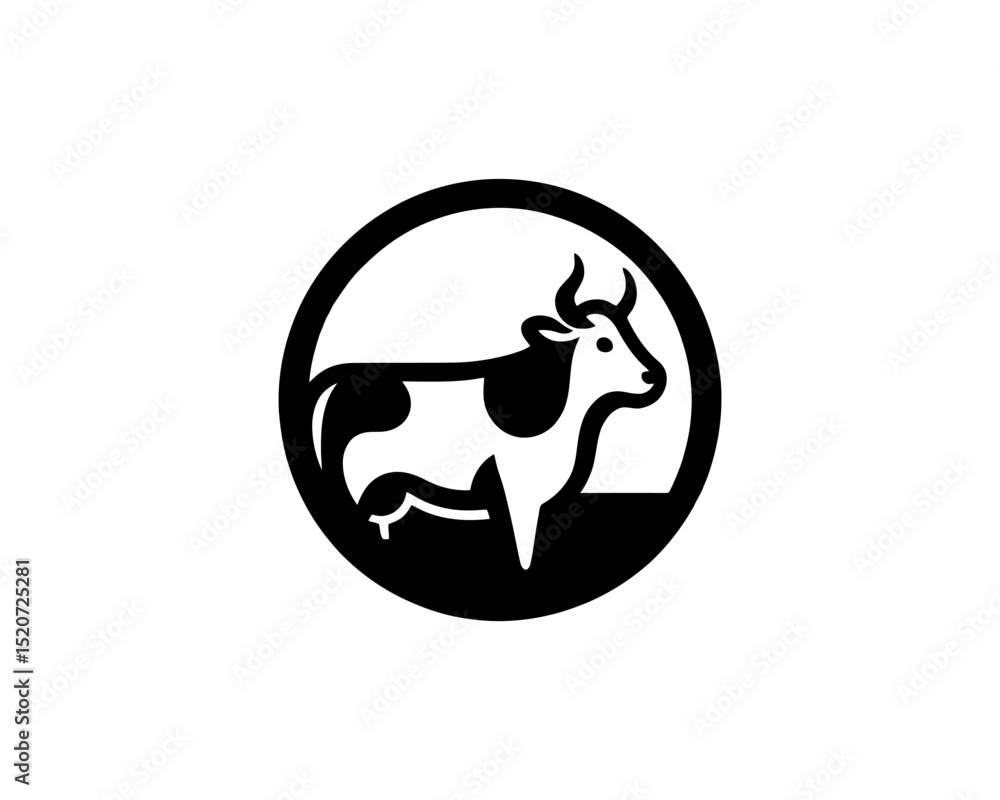 Fototapeta premium Vector cow head silhouette in bold style