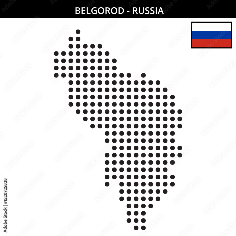Fototapeta premium Big dots map of belgorod in Russia