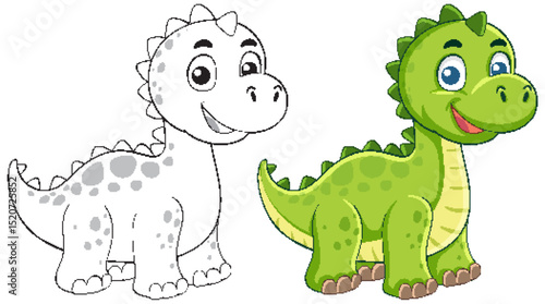 Cute Cartoon Dinosaur Vector Illustration