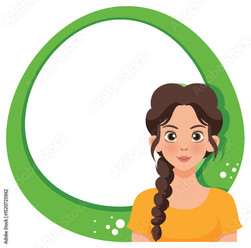 Woman with Braided Hair and Green Frame