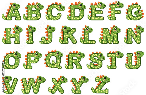 Dinosaur-Themed Alphabet Vector Illustration