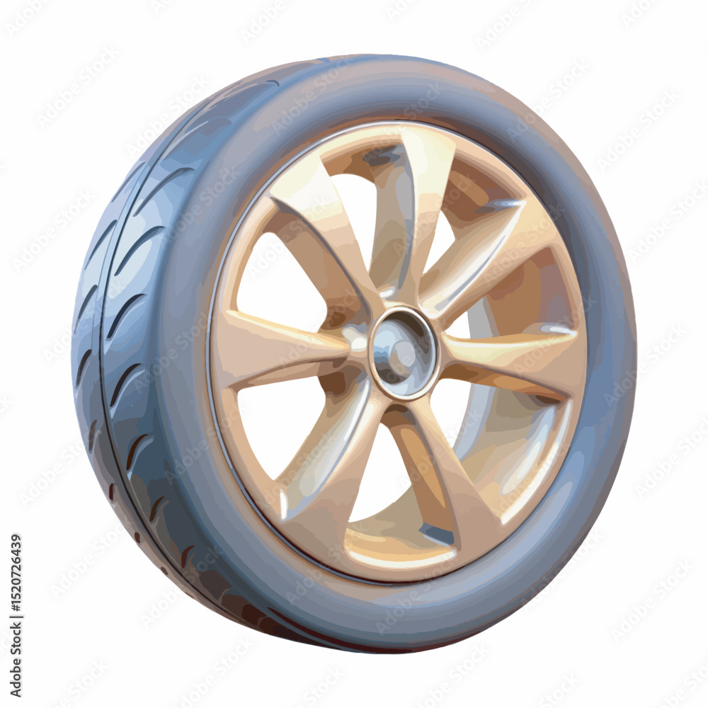 Obraz premium Car wheel vector style illustration.
