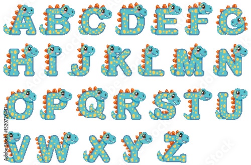 Dinosaur-Themed Alphabet Vector Illustration