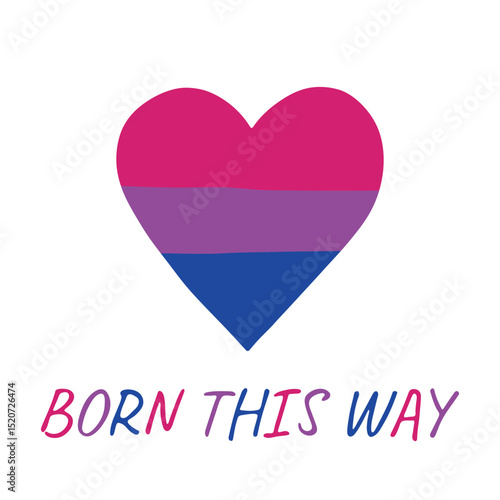 Colorful heart shape Bisexual pride flag Happy pride day LGBTQIA community Pride Month Vector hand drawn doodle for posters, stickers, logo, cards