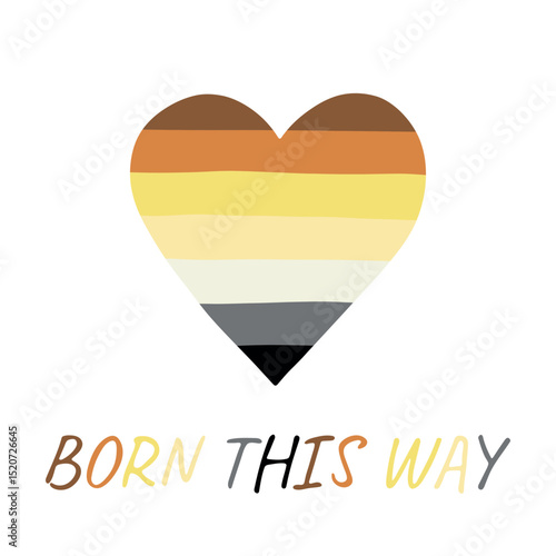 Colorful heart shape Bear brotherhood pride flag Happy pride day LGBTQIA community Pride Month Vector hand drawn doodle for posters, stickers, logo, cards