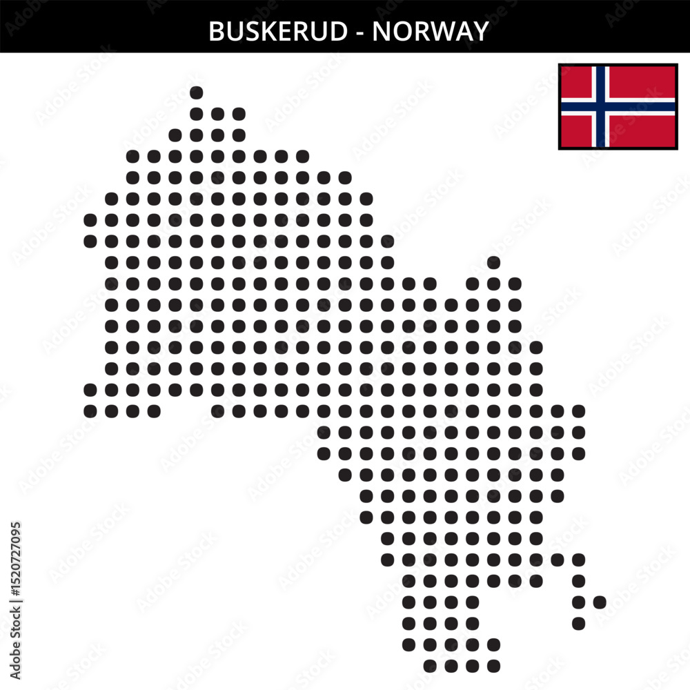 Fototapeta premium Big dots map of buskerud in Norway