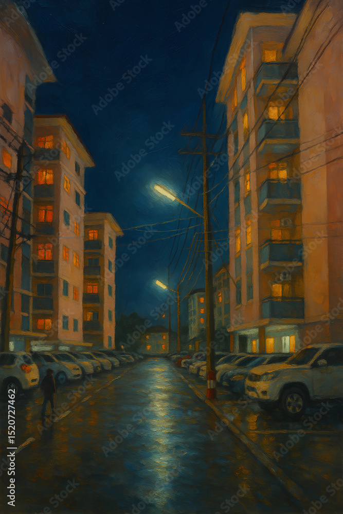 Obraz premium night city street