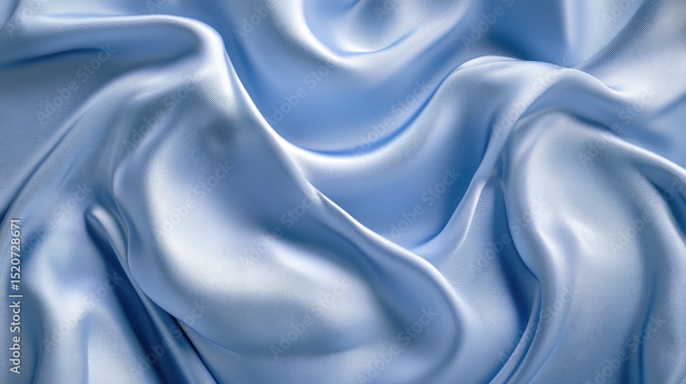 Obraz premium Soft, flowing pale blue silk fabric with elegant, undulating folds and subtle sheen creating a luxurious texture