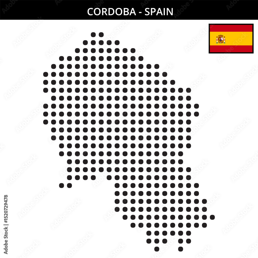 Fototapeta premium Big dots map of cordoba in Spain