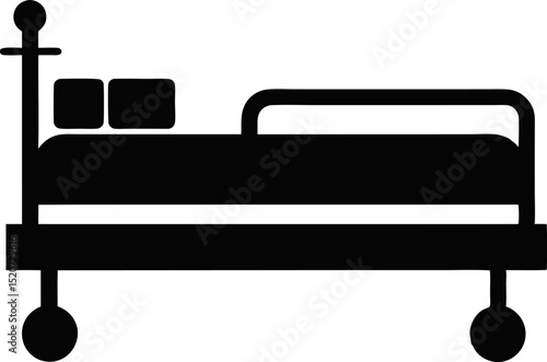 Hospital Bed Silhouette Vector Illustration 