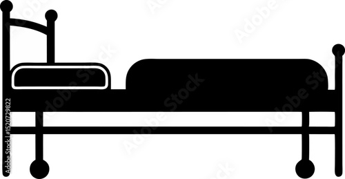 Hospital Bed Silhouette Vector Illustration 