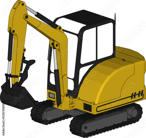 Mini excavator isolated on a white background.